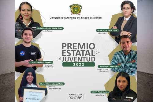 Reconocen labor social y calidad académica de estudiantes de la UAEMéx en el Premio Estatal de la Juventud 2022 