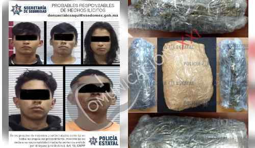 Con más de 4 kilos de marihuana, detienen a banda delictiva en Zumpango