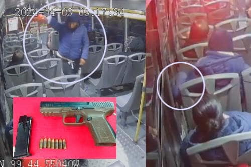 Video: Abandona pistola en el autobús que pretendía asaltar