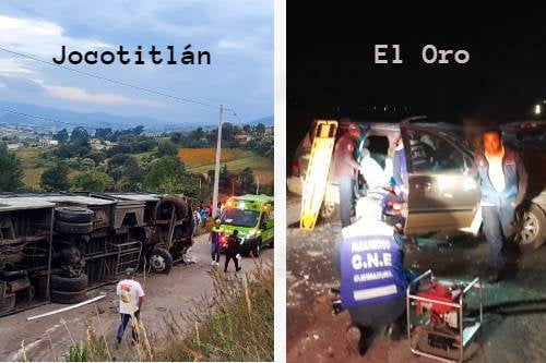 Accidentes viales al norte mexiquense, dejan dos personas sin vida y siete lesionados
