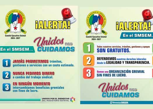 Alerta SMSEM de fraudes que piden dinero por trámites sindicales
