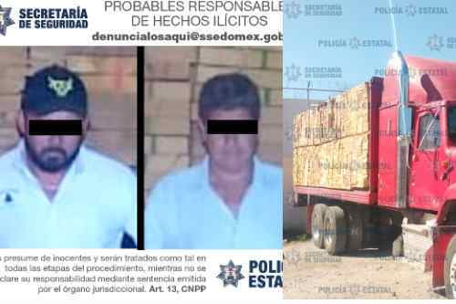 Detienen a 2 adultos y un  menor de edad en Atlacomulco, por transportar madera de manera ilegal