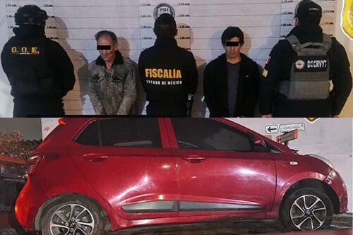 Caen dos hombres con droga y auto robado tras intentar fugarse, en Toluca