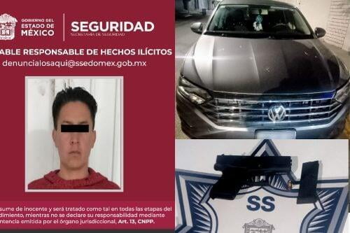 Detienen en Jilotepec a hombre armado que viajaba a exceso de velocidad