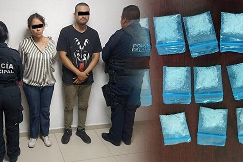 Detienen a dos personas en Polotitlán con 16 dosis de cristal