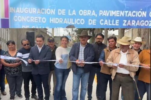 Inauguran en Calimaya, pavimentación calle Zaragoza