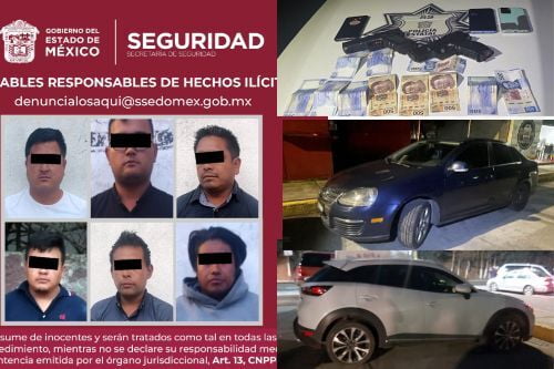 Tras persecución, policias atrapan a seis sujetos que asaltaron a un transeúnte en Atlacomulco