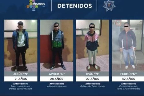 Video: Tras persecución, detienen en Metepec a banda ladrona de llantas de autos de lujo