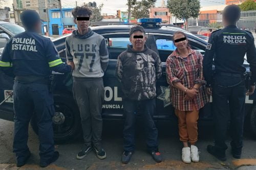 Capturan a tres ladrones en Toluca, luego de atender denuncia de un robo