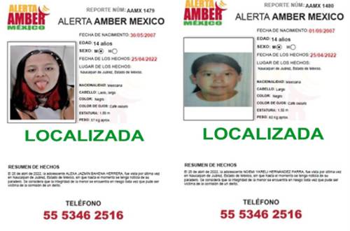 Localizan a Noemí y Alexa, dos menores desaparecidas en Naucalpan