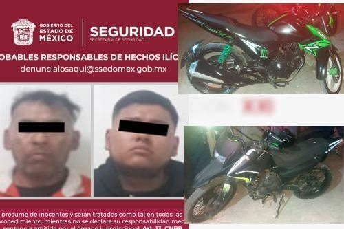 Detienen en Toluca a dos motorratones con motos robadas