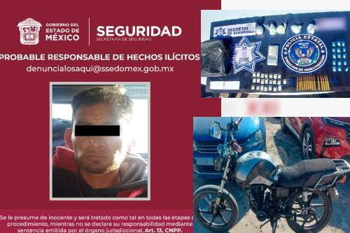 Capturan a motociclista "tiendita" de estupefacientes en Capulhuac