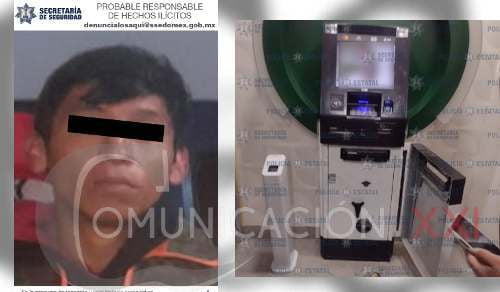 Capturan en flagrancia, a sujeto que pretendía robar un cajero automático en Ocoyoacac