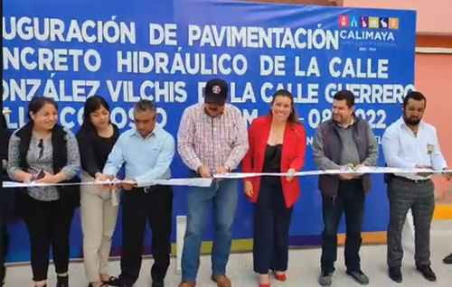 Inauguran en Calimaya, pavimentación de la calle Miguel González Vilchis