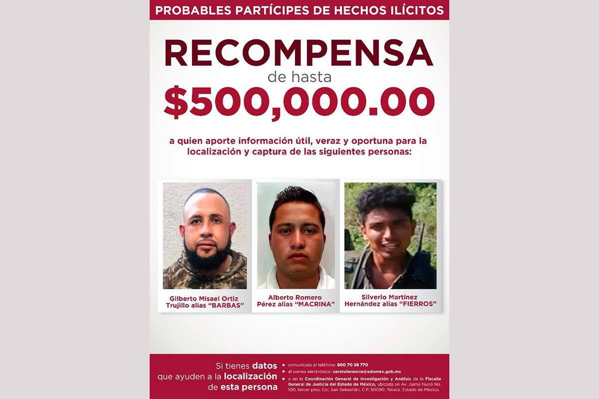 Hasta 500 mil pesos de recompensa por probables culpables del homicididio de 13 policías mexiquenses