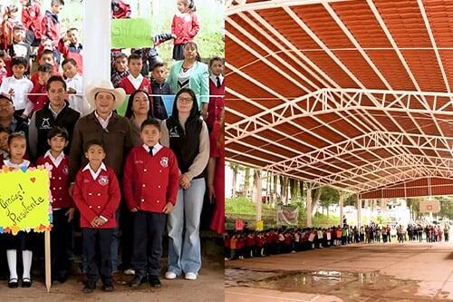 VIDEO - Rodolfo Noguez inaugura techumbre en primaria Revolución Mexicana de Jilotepec