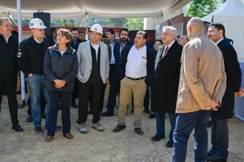 Presidente Andrés Manuel y Gobernadora Delfina Gómez supervisan obras del Tren El Insurgente