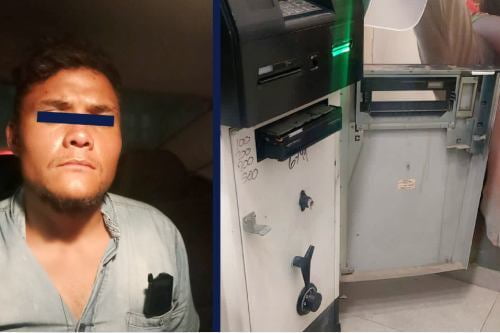 Intentaba robar un cajero automático en San Pablo Autopan, Toluca